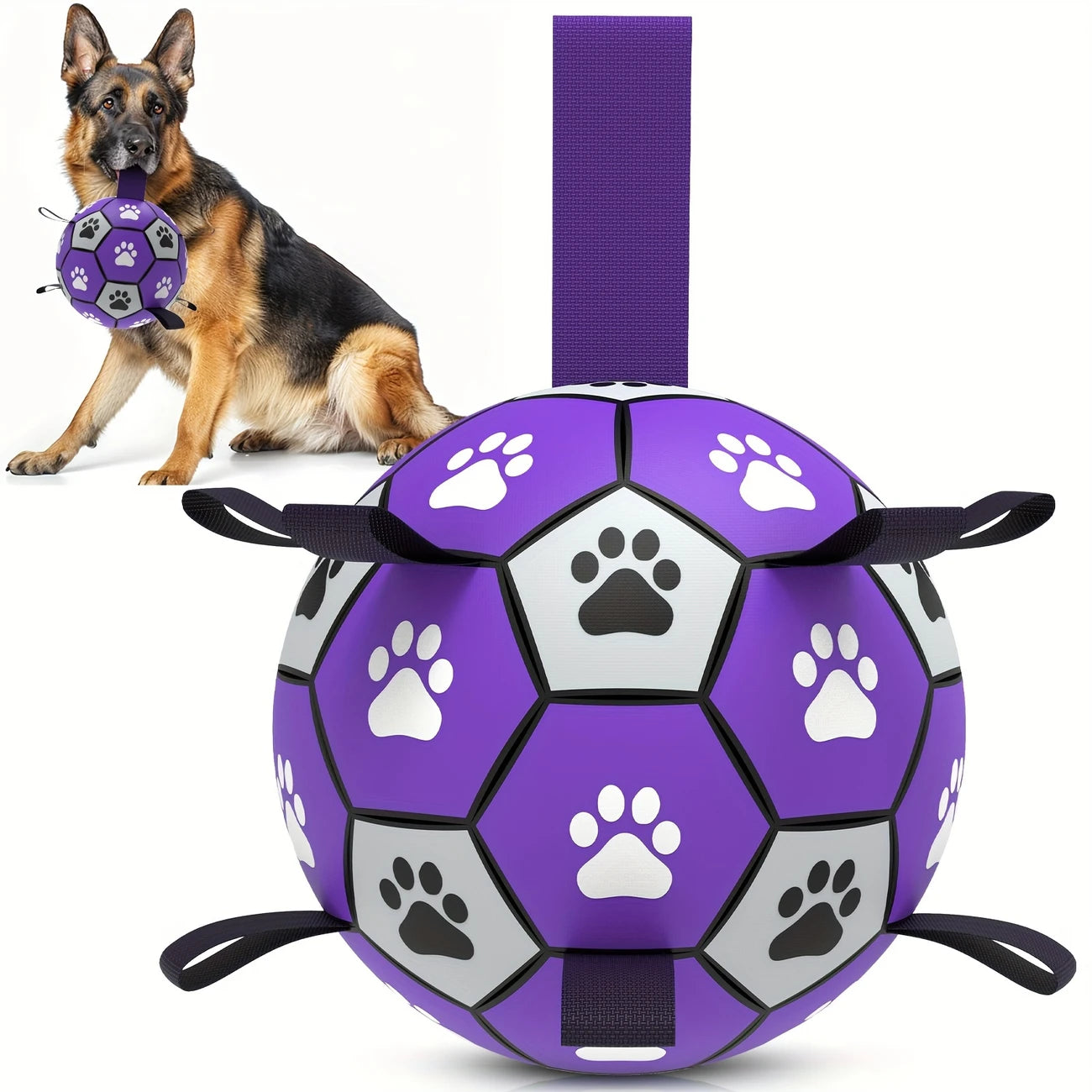 Durable Rubber Dog Ball with Straps