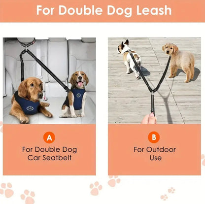 Double dog lead and combined seat belt