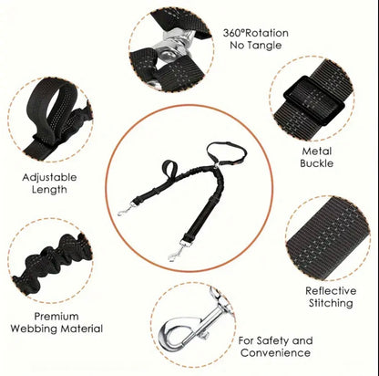 Double dog lead and combined seat belt